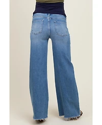 Pinkblush Maternity Blue Raw Hem Super Wide Leg Jeans