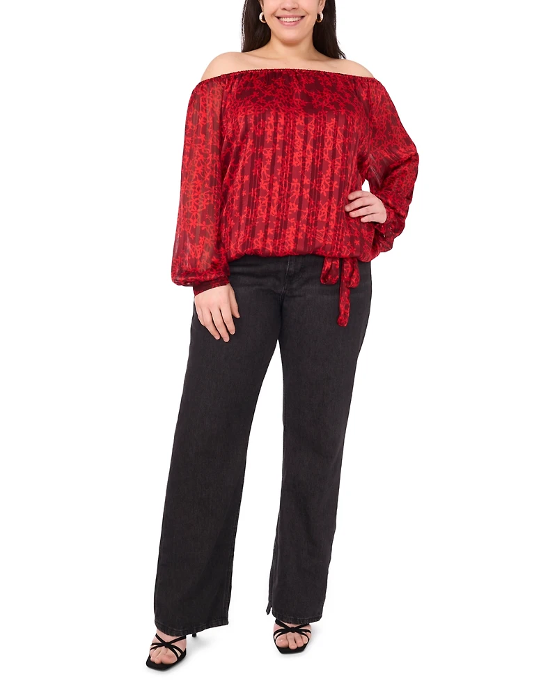 Vince Camuto Plus Off-The-Shoulder Printed Top