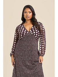 Fashion-szn Curve Women's Polka Dot Mesh Midi Dress