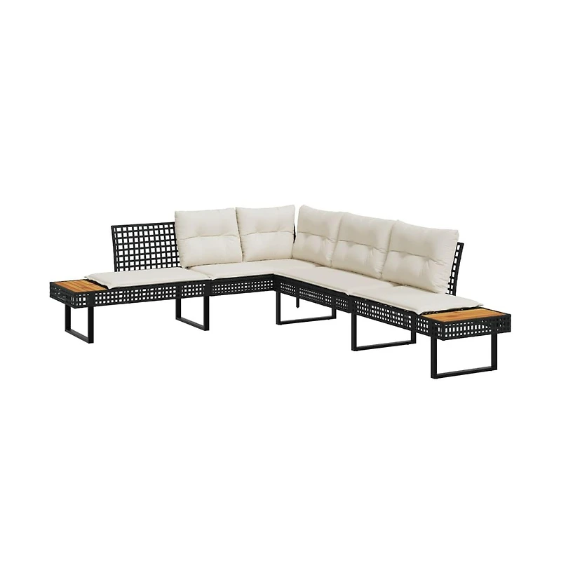 Garden Sofa Black and Cream White