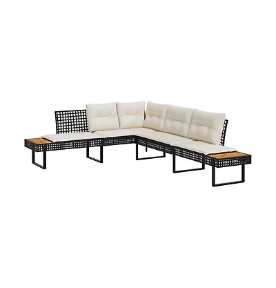 Garden Sofa Black and Cream White