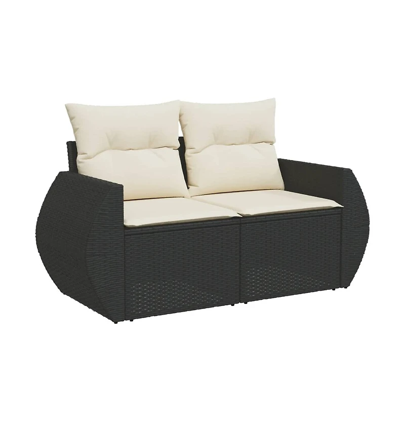 Garden Sofa Black Pe Rattan 2-seater Modular Garden Sofa