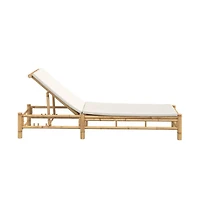 vidaXL Sun Lounger Cream White Bamboo Standard Adjustable Armrests