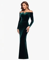Xscape Velvet Off-The-Shoulder Gown
