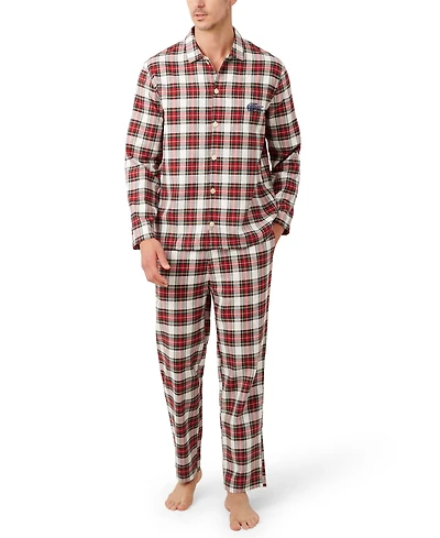 Lacoste Men's 2-Piece Flannel Crewneck Top and Pajama Set