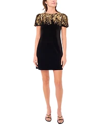 CeCe Women's Puffy Scoop Neck Short Sleeve Dress