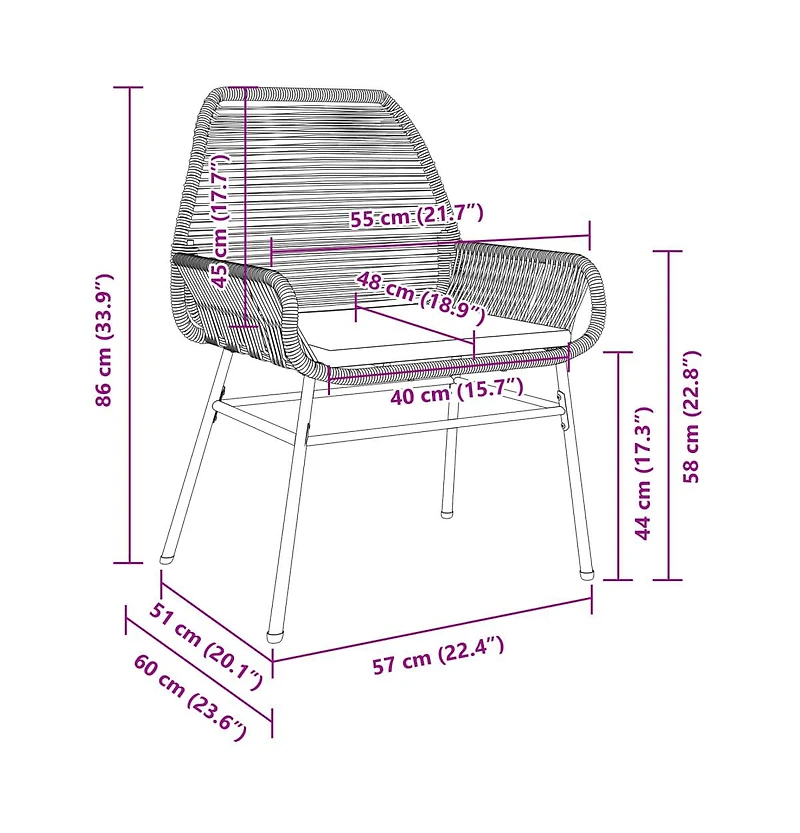 Garden Chair Brown Pe rattan Uv-resistant materials Garden Chair