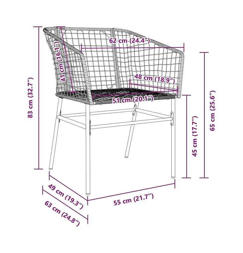 Garden Chair Brown Pe rattan, powder-coated steel Standard
