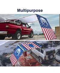 Yescom 4.4x6.6 Ft Vehicle Awning with Eagle Side Wall Roof Rack Pull-Out Sun Shade Camp