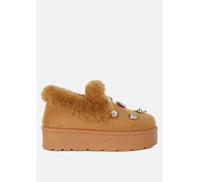 London Rag Zeta Charm Detail Slip On Snow Boots Women