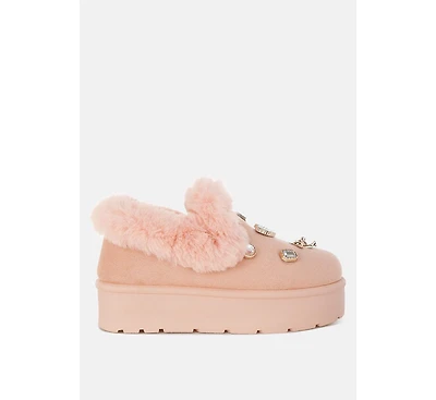 London Rag Zeta Charm Detail Slip On Snow Boots Women