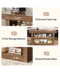 Tribesigns 55-Inch Kitchen Island with Storage, Farmhouse 3-Tier Stationary Island Table