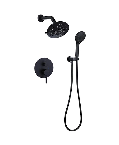 Single-Handle 2-Spray Round High Pressure Shower Faucet in Matte Black (Valve Included)