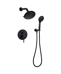 Single-Handle 2-Spray Round High Pressure Shower Faucet in Matte Black (Valve Included)