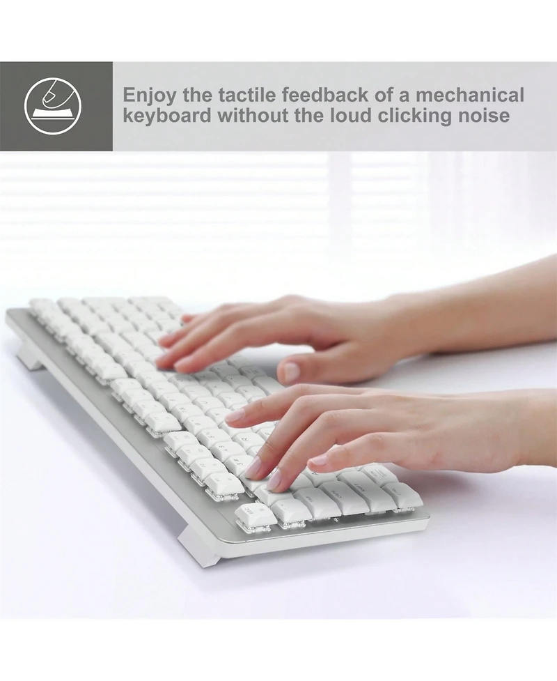Wireless Mechanical Keyboard And Mouse - Low-Profile Red Switch, Semi-Quiet Typing, 98-Key Mechanical Keyboard for Windows, MacOS, Pc