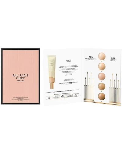 Free sample of the New Gucci Skin Tint and Iconic Glow & Care Lipstick with any purchase from the Gucci Makeup Collection