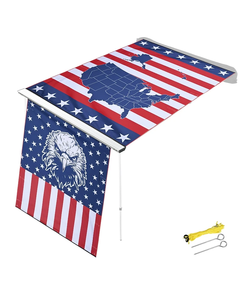 Yescom 7.7x8.2 Ft Carside Awning Replacement Fabric with Side Wall Roof Rack Overland