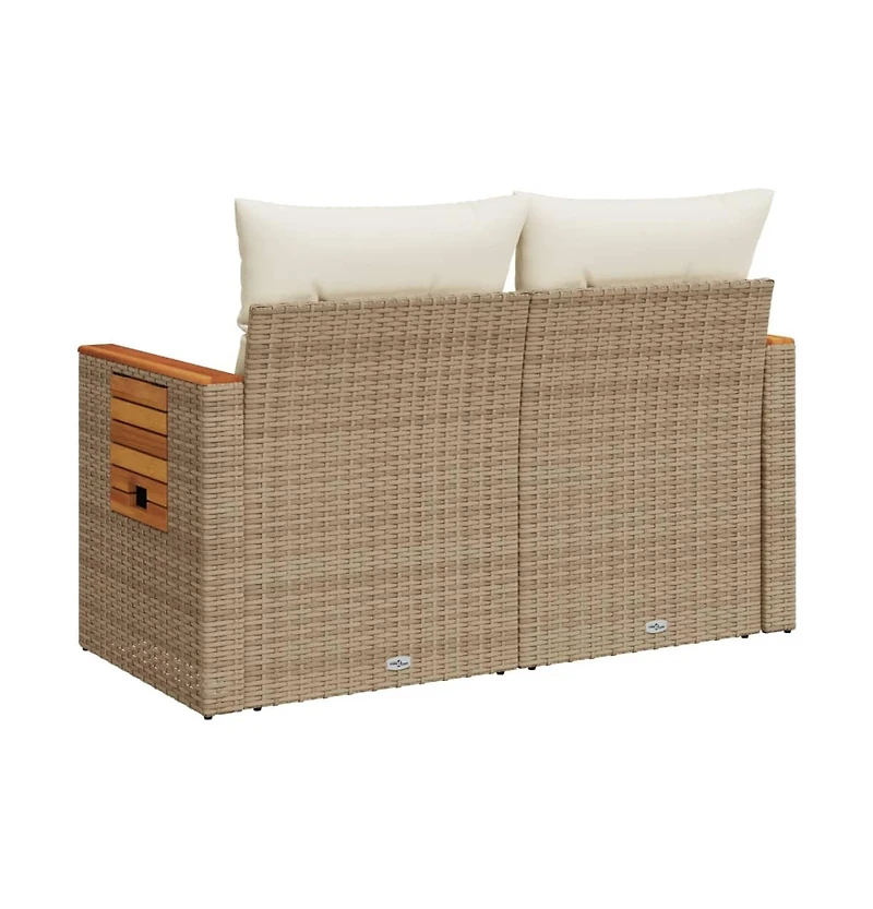 Garden Sofa Beige Pe rattan 2-Seater Foldable Outdoor Sofa