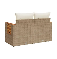 Garden Sofa Beige Pe rattan 2-Seater Foldable Outdoor Sofa