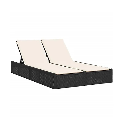 vidaXL Double Sun Lounger Black, Cream White