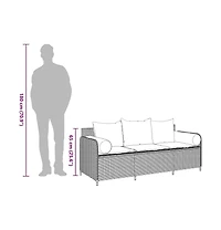 Patio Sofa with Cushions 3-Seater Gray Poly Rattan