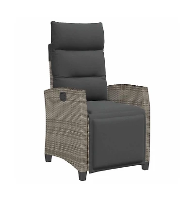 vidaXL Reclining Garden Chair Grey Pe rattan, powder-coated steel Medium