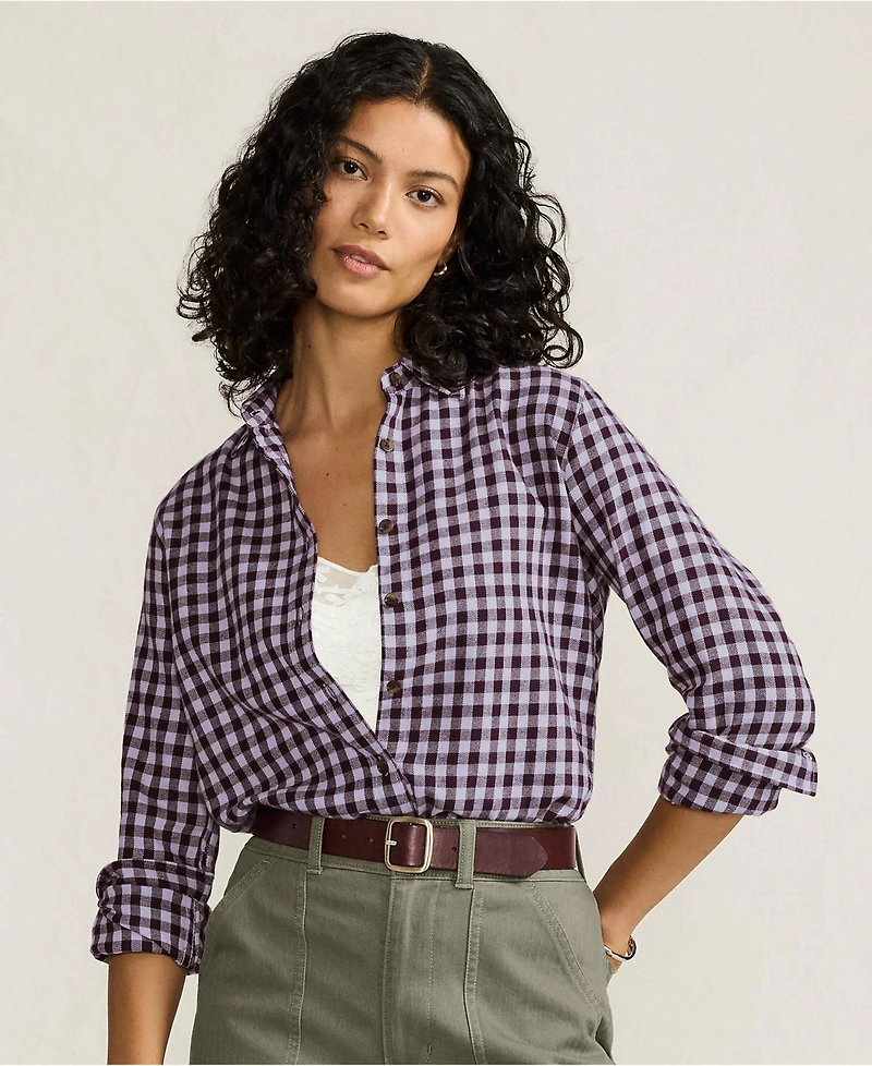 Lands' End Women's Flannel Boyfriend Long Sleeve Shirt