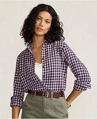 Lands' End Women's Flannel Boyfriend Long Sleeve Shirt