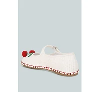 Rag & Co Brunch Date Cherry Accent Mary Jane Flats Women