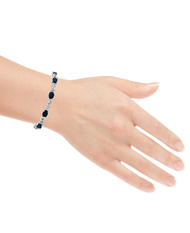 Macy's Oval Sapphire (11 ct. t.w.) and Diamond Bracelet (0.005 ct. t.w.) in Sterling Silver