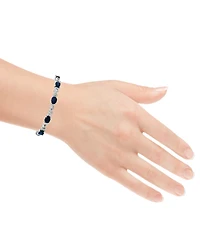 Macy's Oval Sapphire (11 ct. t.w.) and Diamond Bracelet (0.005 ct. t.w.) in Sterling Silver