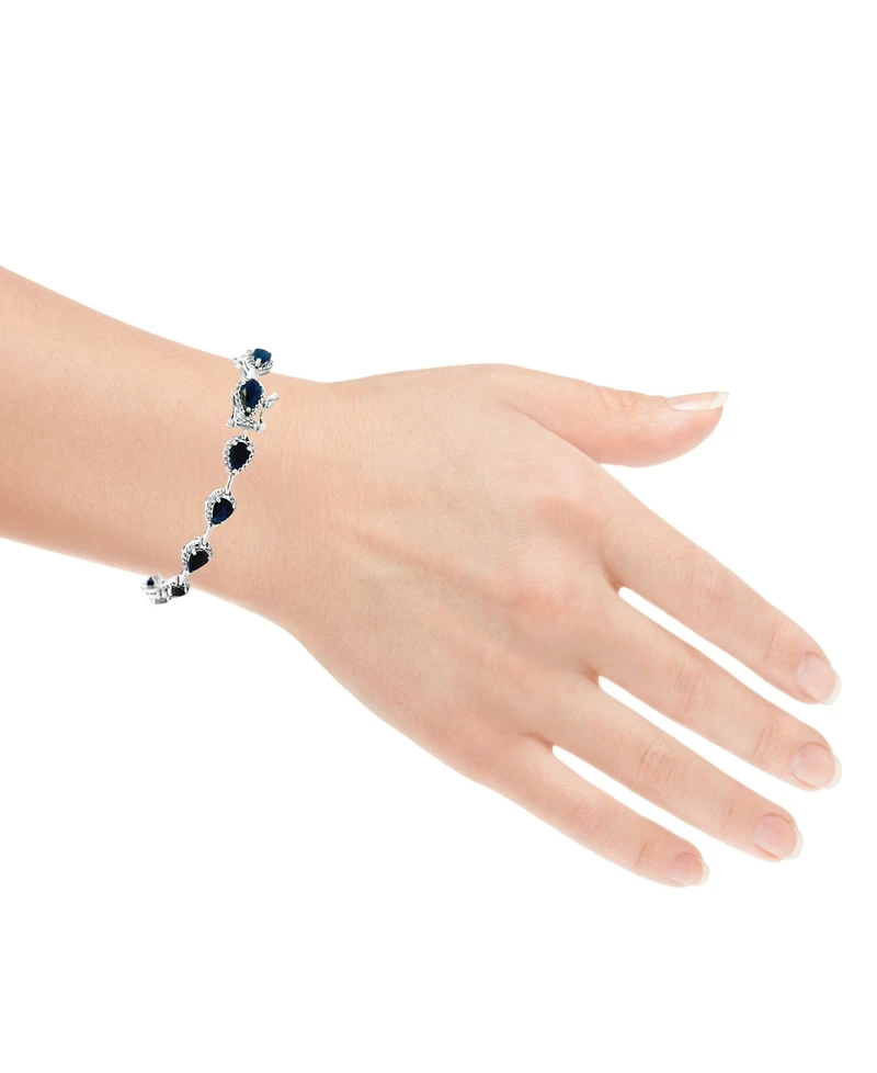 Macy's Pear Sapphire (8 ct. t.w.) and White Sapphire Bracelet (0.04 ct. t.w.) in Sterling Silver