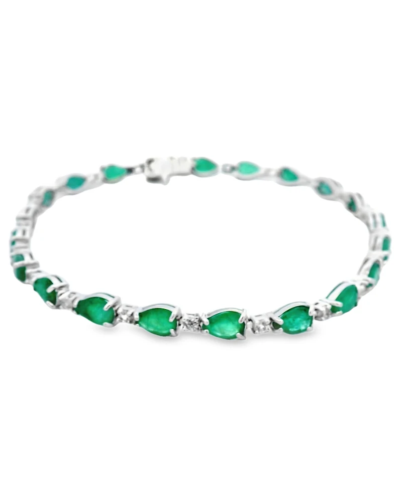 Macy's Pear Sapphire (10.50 ct. t.w.) and White Bracelet (0.04 Sterling Silver