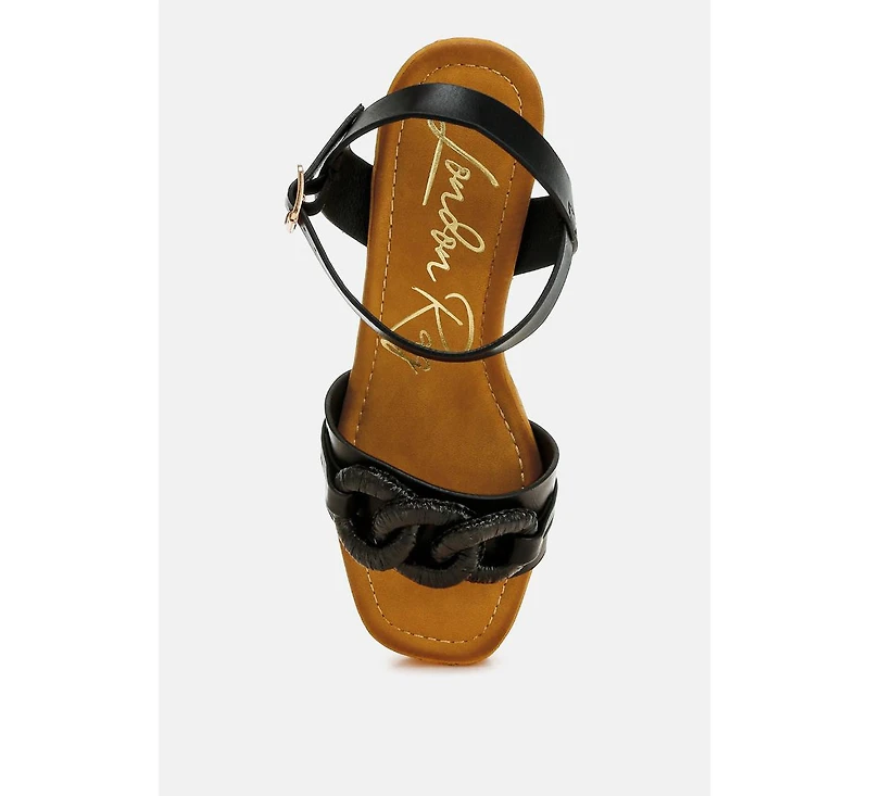 London Rag Emelda Chain Link Detail Wedge Sandals Women