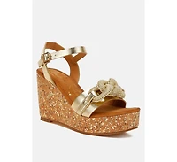 London Rag Emelda Chain Link Detail Wedge Sandals Women