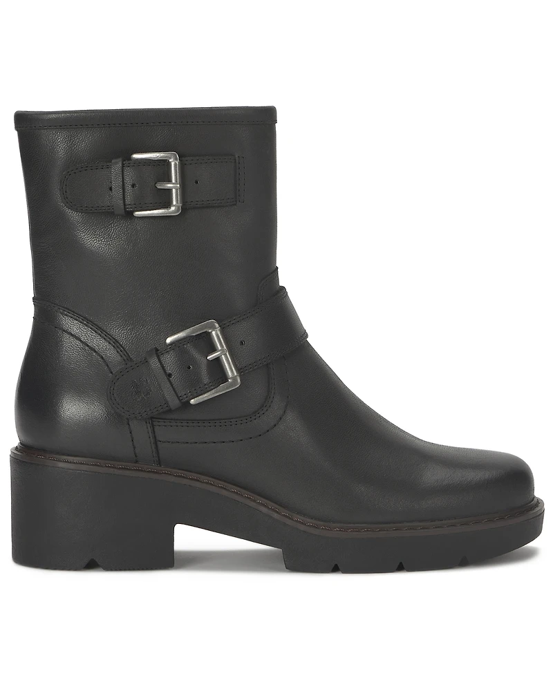 Lucky Brand Women's Migyn Buckle Round Toe Moto Lug Sole Booties