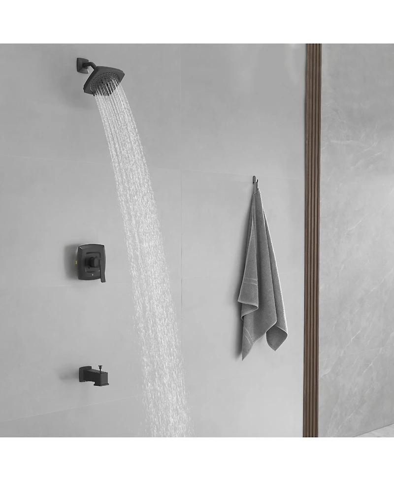 Single Handle 2-Spray Rainfall Square Shower Faucet Set 1.8 Gpm with Tub Spout Combo High pressure in Brushed Gold