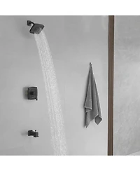 Single Handle 2-Spray Rainfall Square Shower Faucet Set 1.8 Gpm with Tub Spout Combo High pressure in Brushed Gold