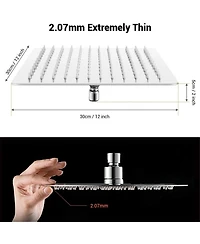 Rainsken 12 Inch Brushed Nickel Rain Shower Head, Square Ultra Thin 304 Stainless Steel Shower Head Full Body Coverage Waterfall Shower Head