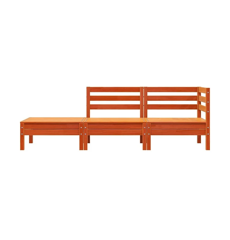 vidaXL Garden Sofa Wax Brown Solid Pine Wood 3-Seater Modular