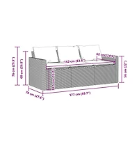 Garden Sofa Gray Pe Rattan 3-Seater Uv-resistant materials