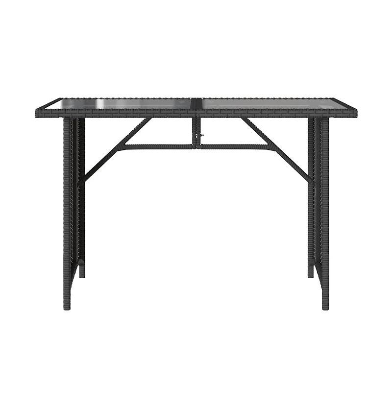 Patio Table with Glass Top Black 43.3"x26.8"x27.6" Poly Rattan
