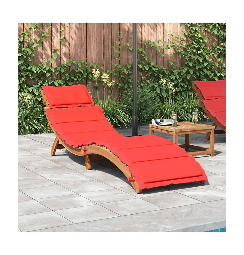Sunlounger Red Solid acacia wood, 100% polyester cushion Standard