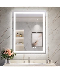 keonjinn Inch Led Bathroom Vanity Mirror Tempered Glass Front & Backlit Dimmable 3 Color Lighted Mirror Anti-fog Memory Function Frameless