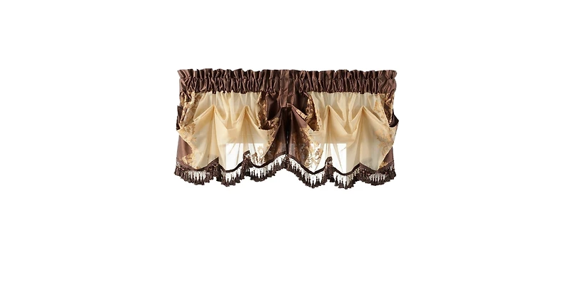 Kate Aurora Danbury Custom Austrian Embroidered Rod Pocket Window Valance Treatment - 54 in. W x 20 L, Cranberry