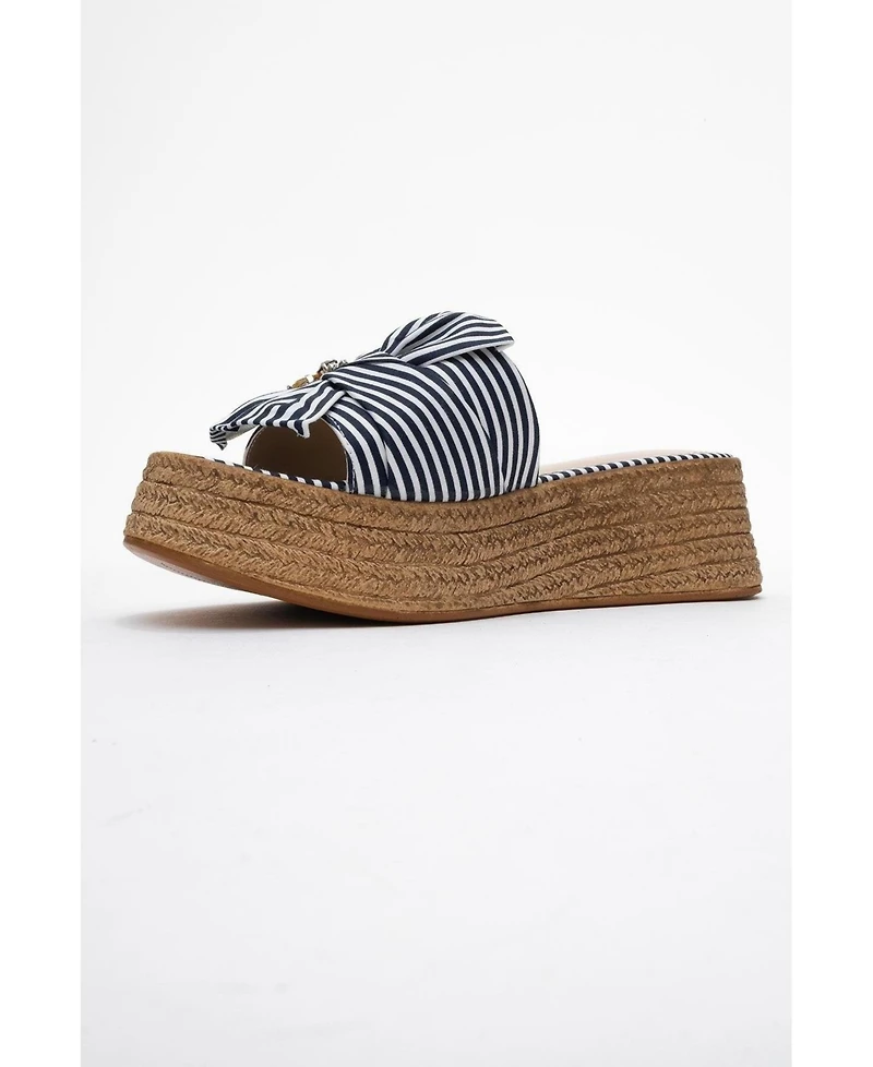 Prologue Shoes Shara Braided Bow & Bee Buckle Platform Sandal (Women)