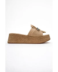 Prologue Shoes Shara Braided Bow & Bee Buckle Platform Sandal (Women)