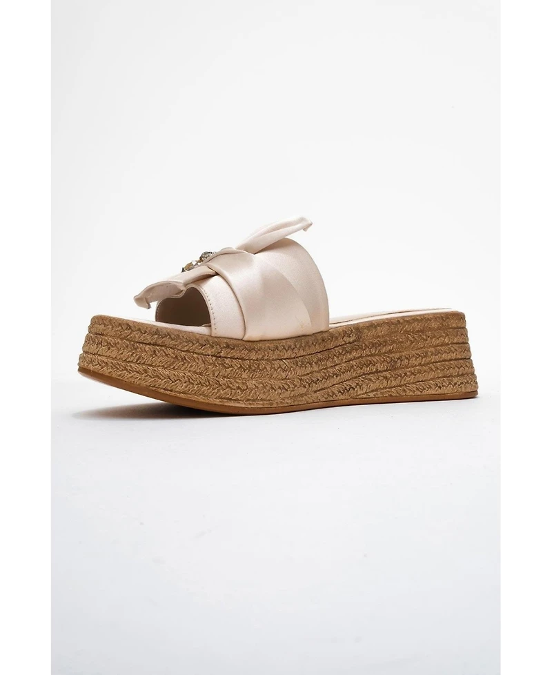 Prologue Shoes Shara Braided Bow & Bee Buckle Platform Sandal (Women)
