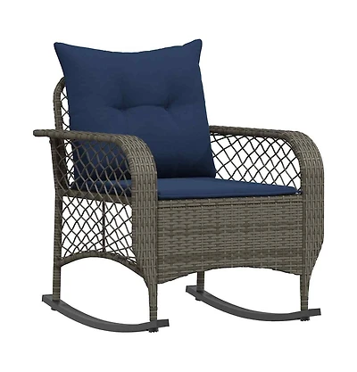 Patio Rocking Chair with Cushions Gray Poly Rattan