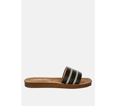 London Rag Zosaya Faux Zipper Detail Slip Ons Sandals Women